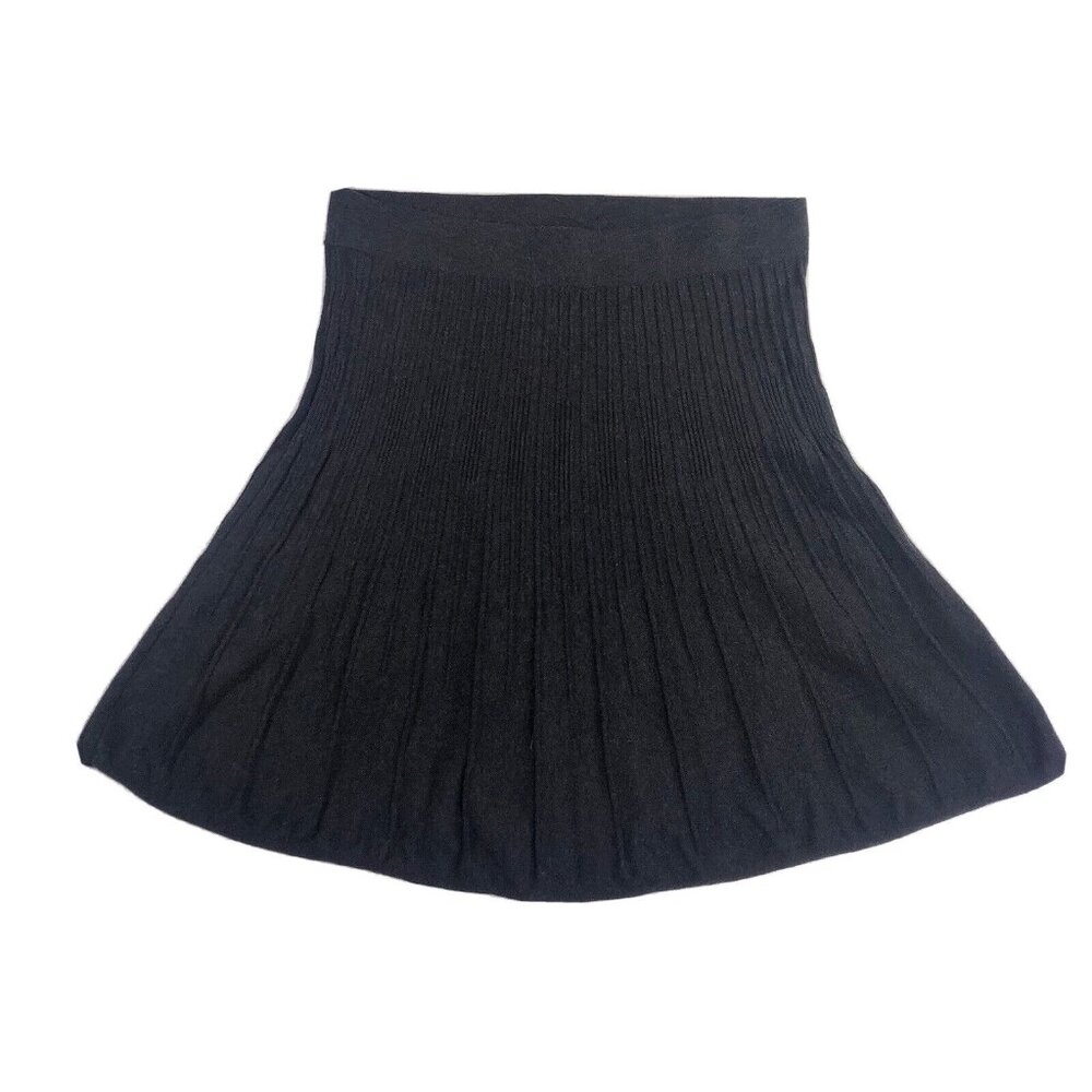CAbi Femme Knit Skirt Womens Medium A-Line Sweater Pleated Ribbed Dark Academia